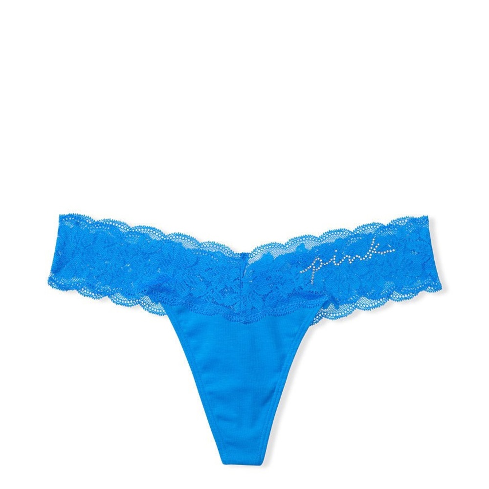 ISO VS Pink lace trim thongs in medium